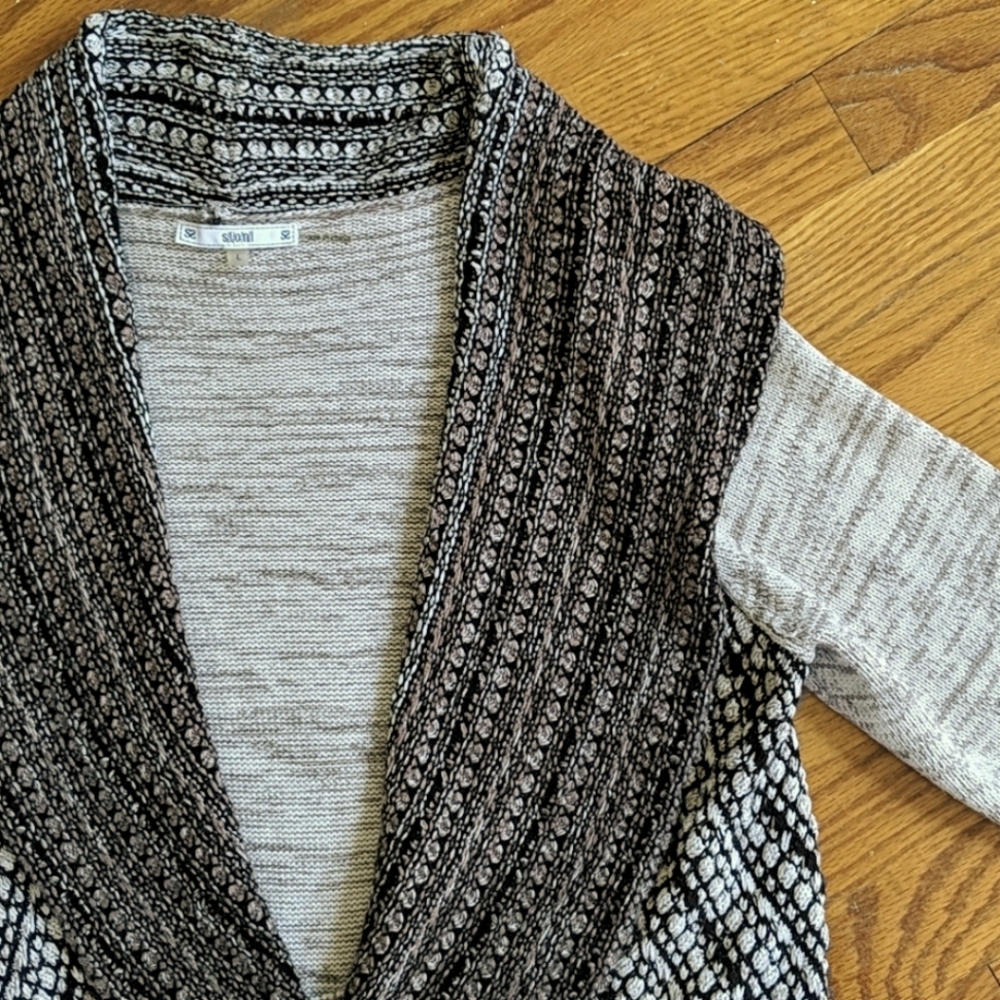 Neutral colored long knit sweater